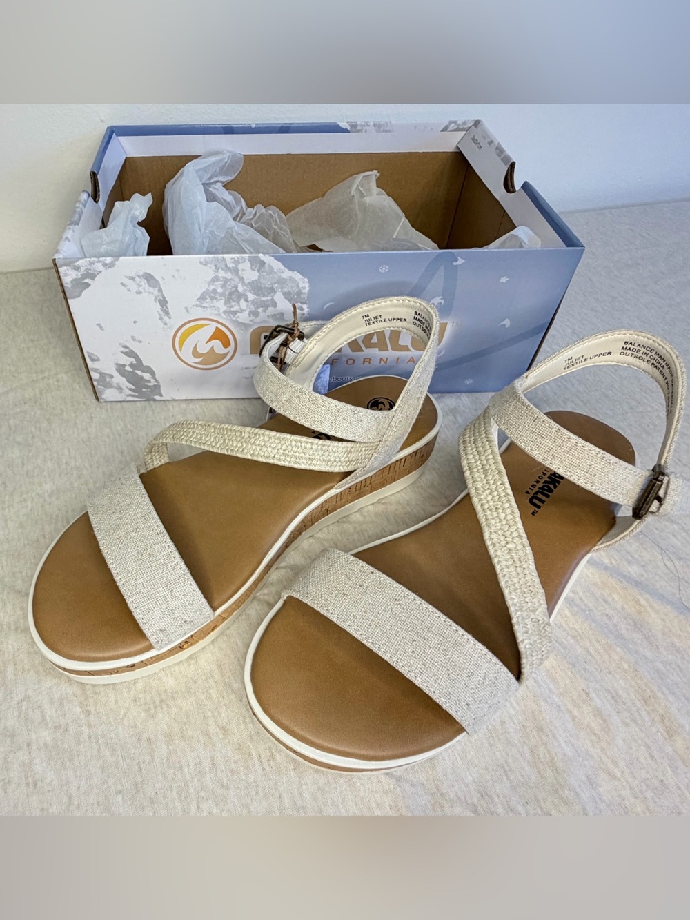 Makalu California Juliet Wedge Sandals Women 7M Natural Cork NWT Box